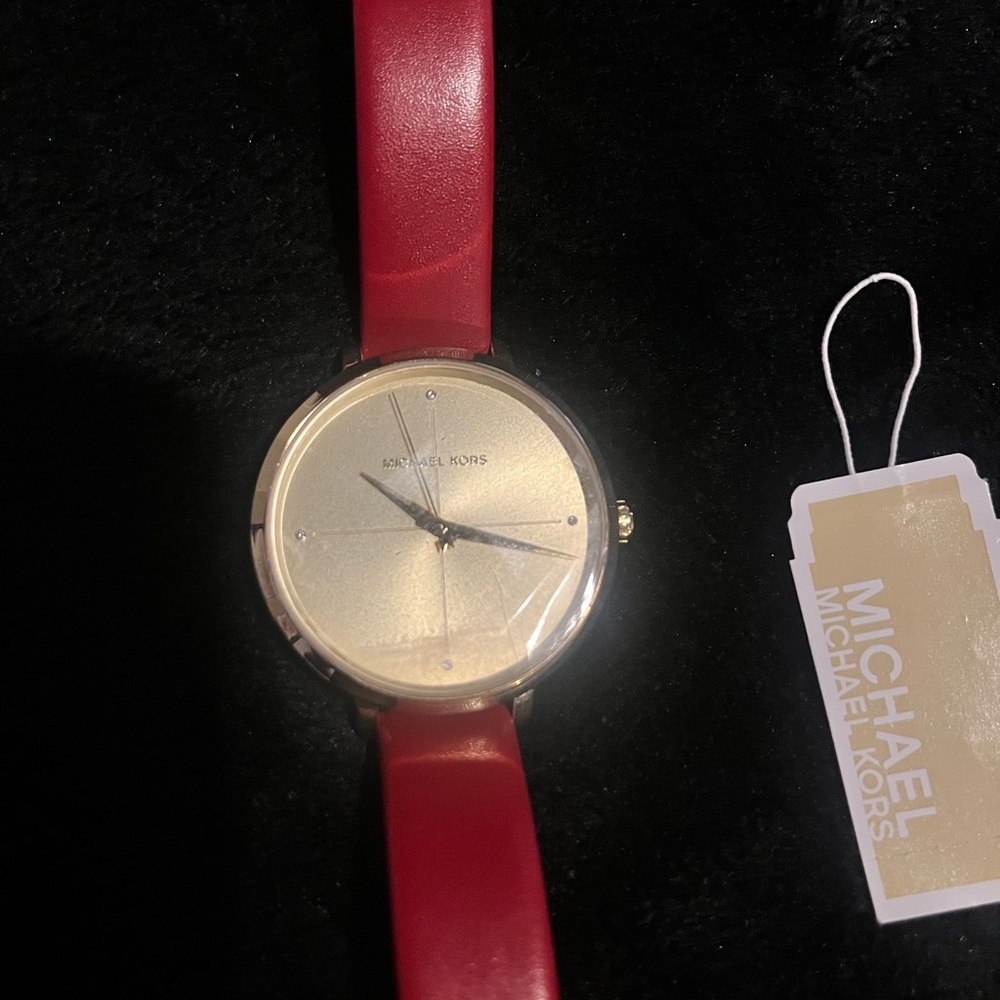 Michael Kors Gold Face with Red Strap Women's Watch
